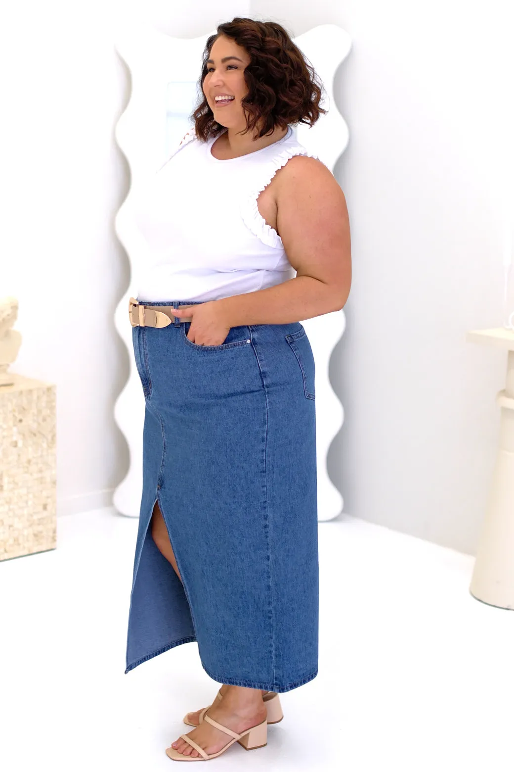 FINAL SALE | Carson Maxi Skirt Indigo Wash