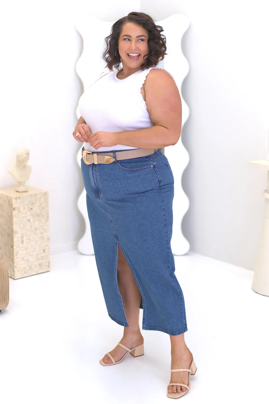 FINAL SALE | Carson Maxi Skirt Indigo Wash