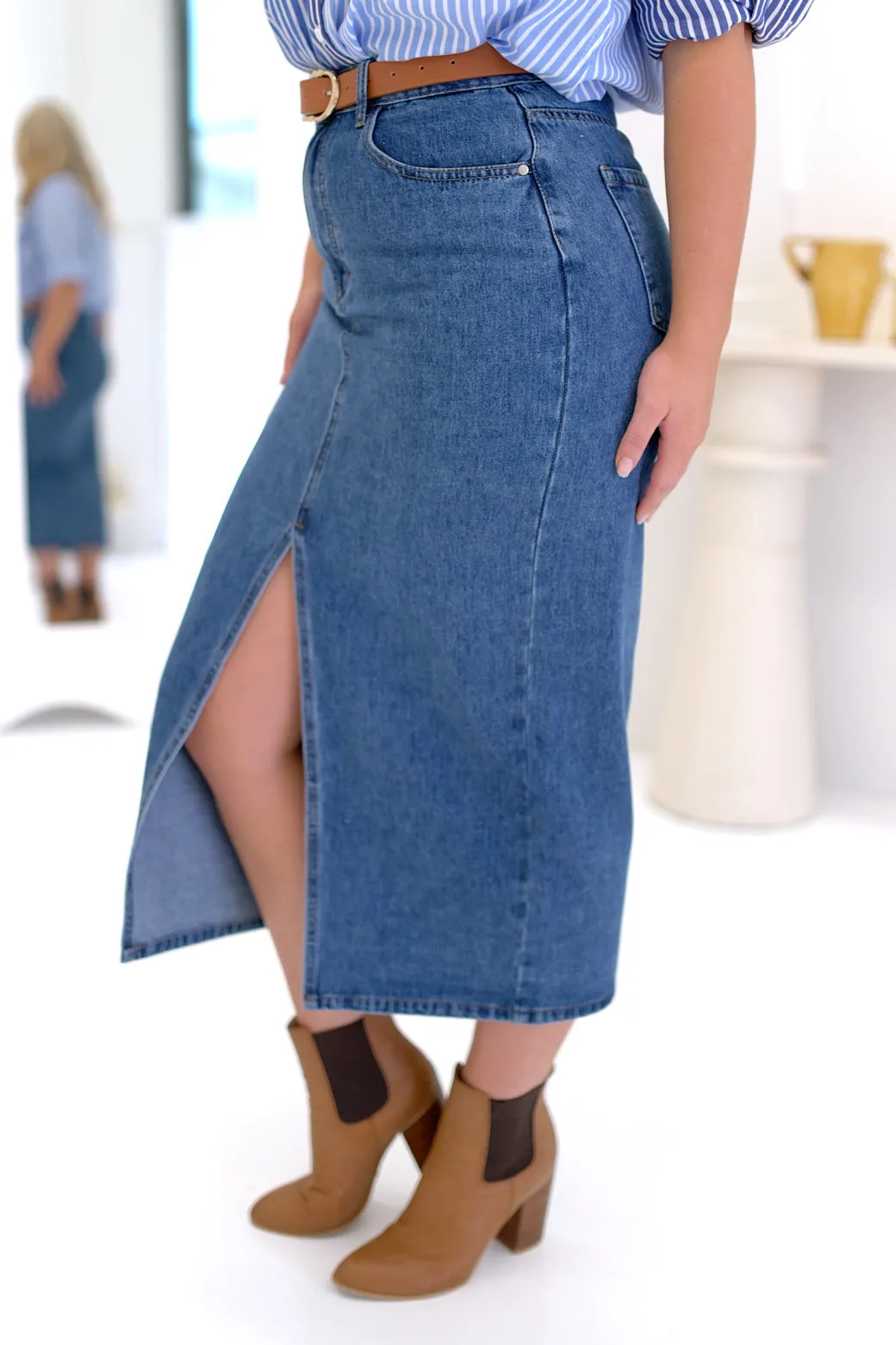 FINAL SALE | Carson Maxi Skirt Indigo Wash