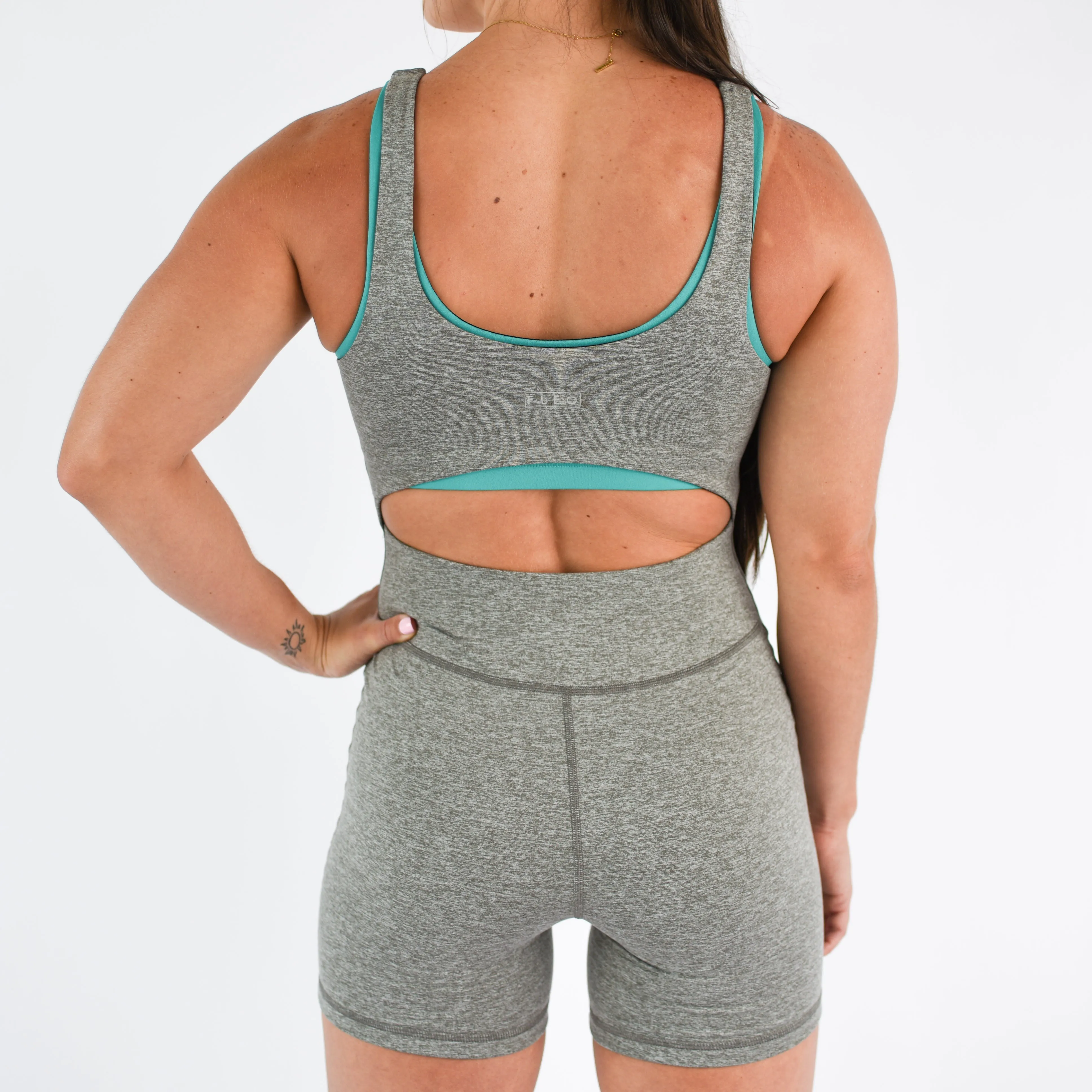 FLEO Open Back Bodysuit (Granite Grey)