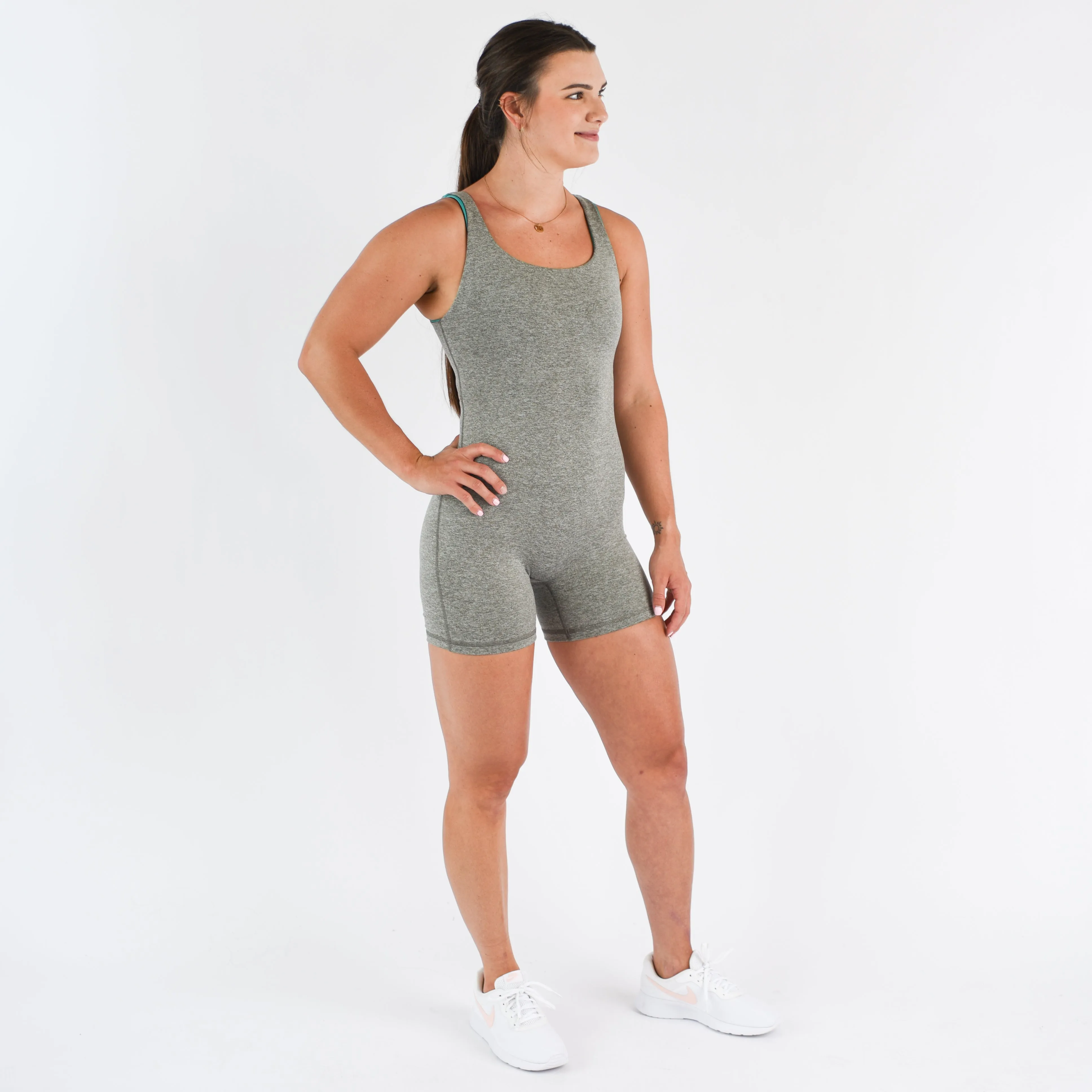 FLEO Open Back Bodysuit (Granite Grey)