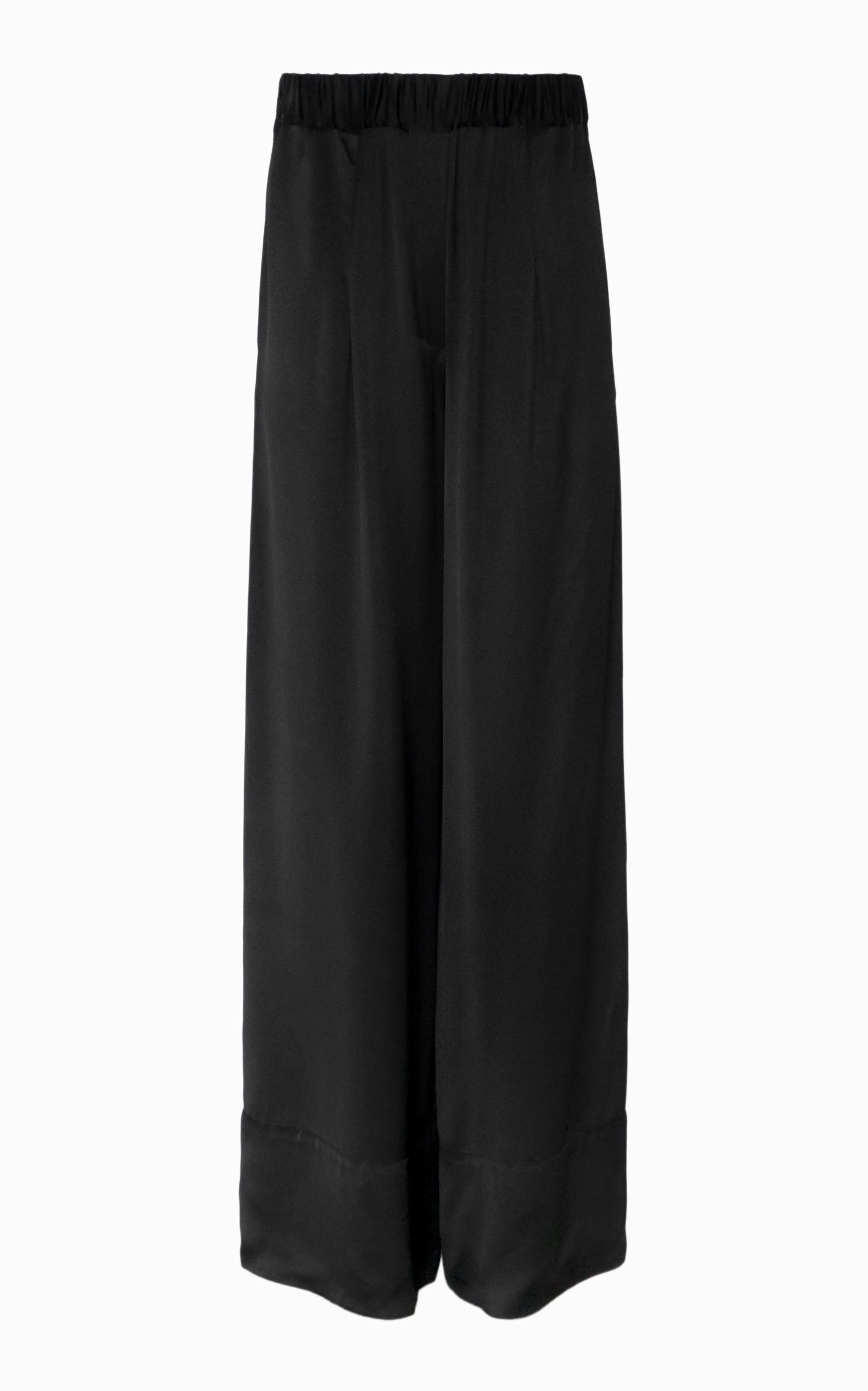 Fluid Palazzo Pant | Black Silk
