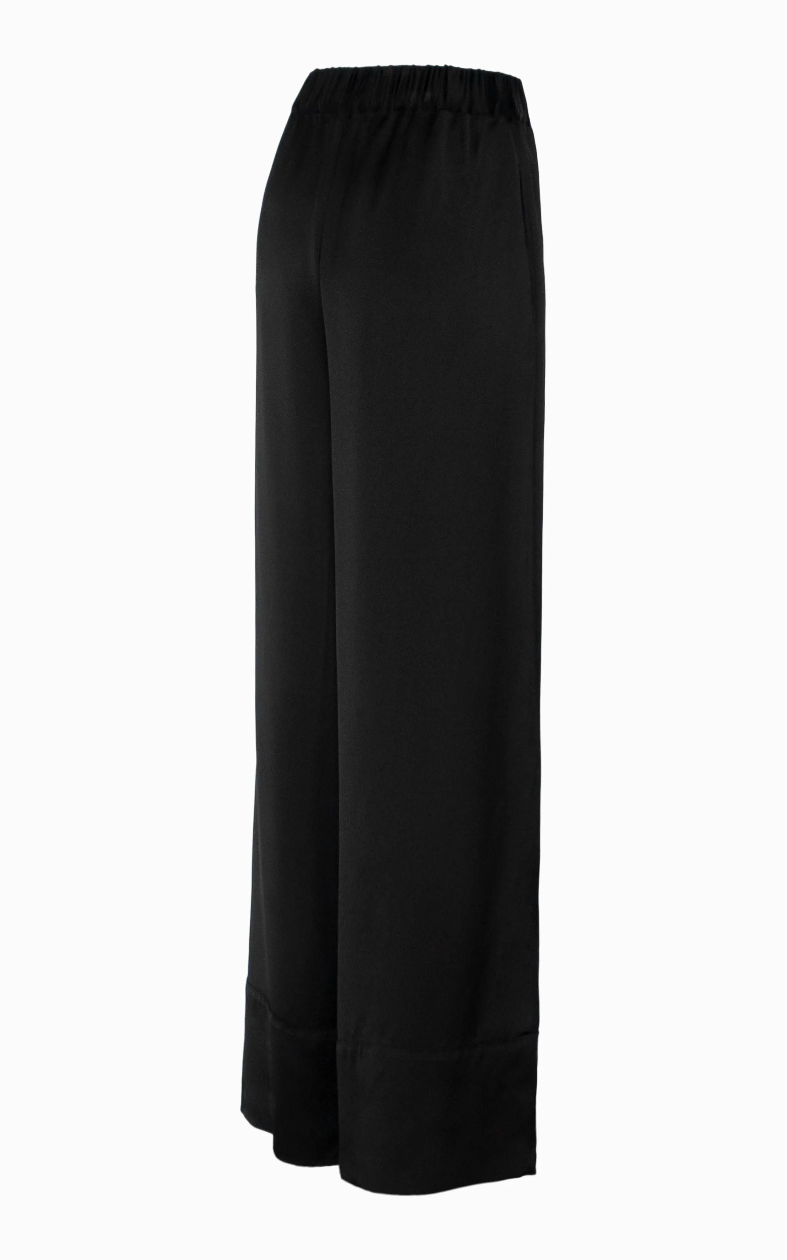 Fluid Palazzo Pant | Black Silk