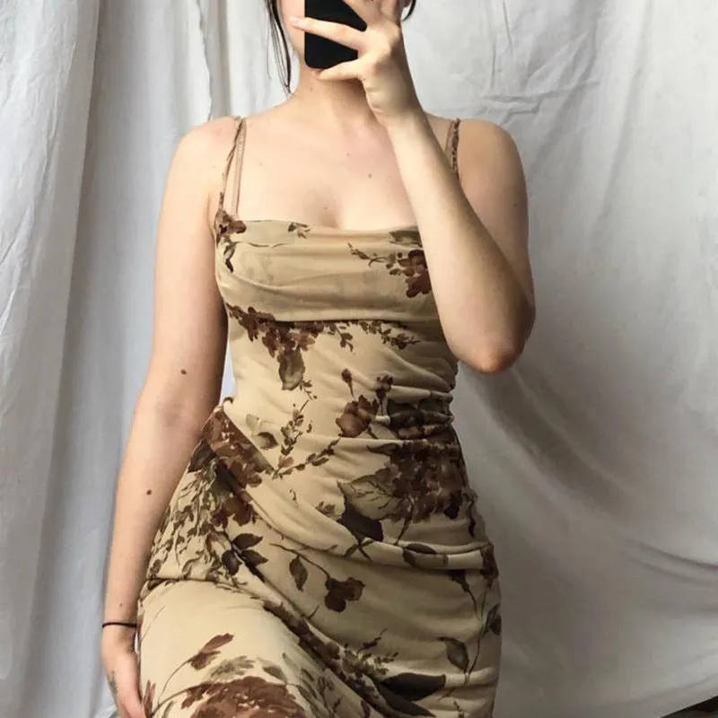 Flytonn-hoco dresses homecoming dresses  women dress to impress  y2k outfits spring summer women's dress Fairy Fall Leaves Maxi Dress