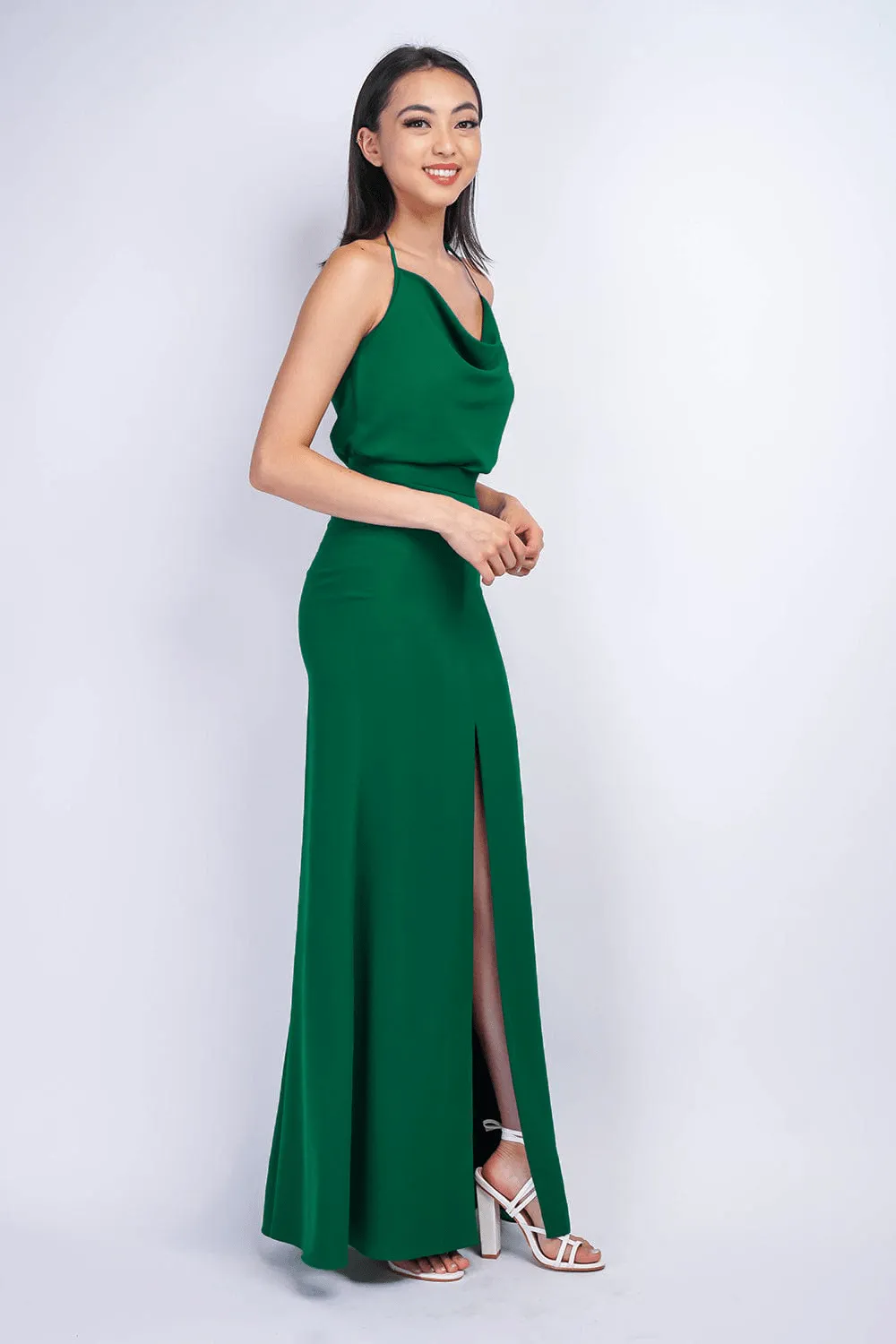 Forest Green Ashley Front Slit Long Skirt