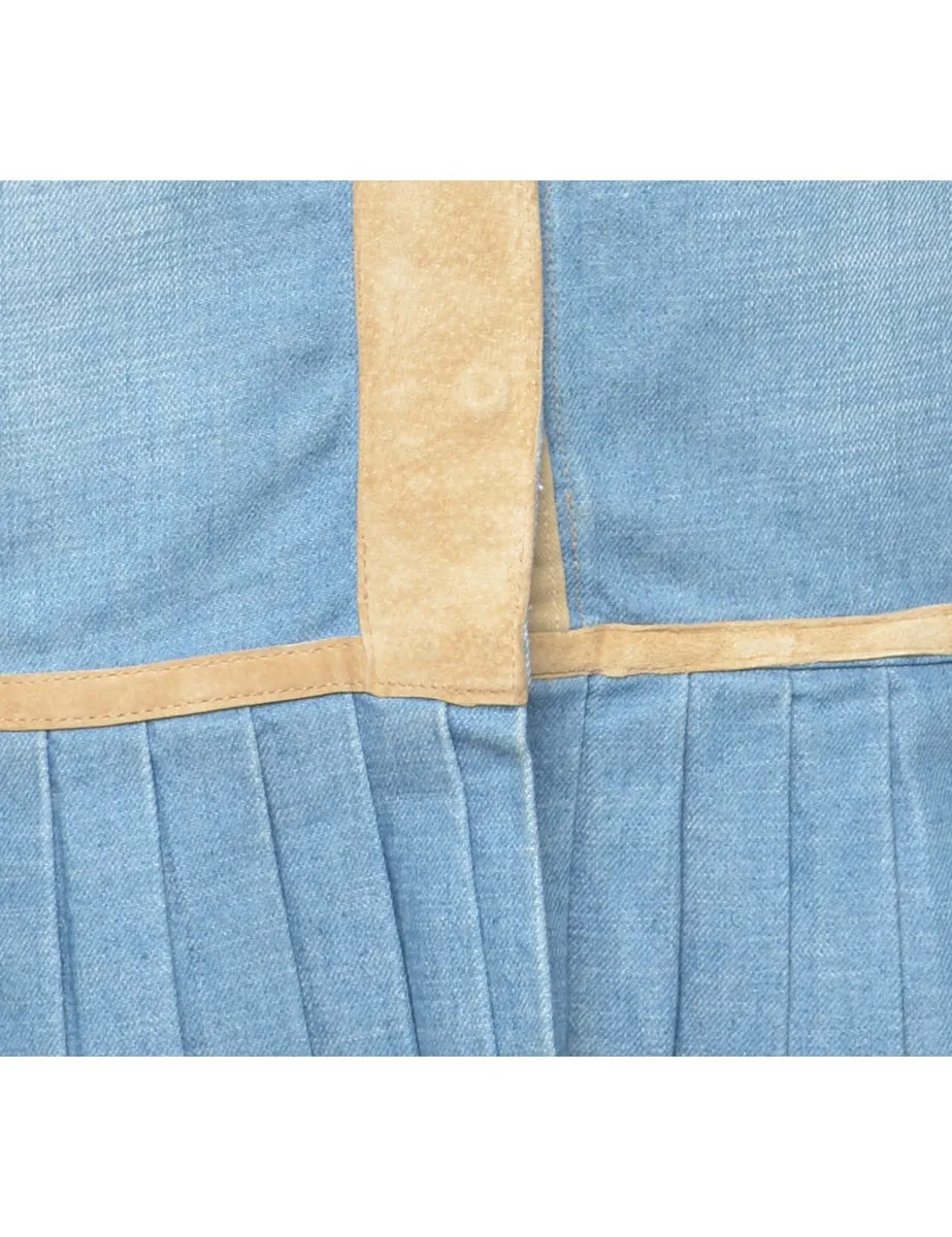 Frayed Edge 1990s Light Wash Denim Skirt - M
