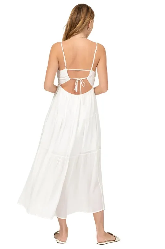 Full Heart Smocked Cutout Midi Dress