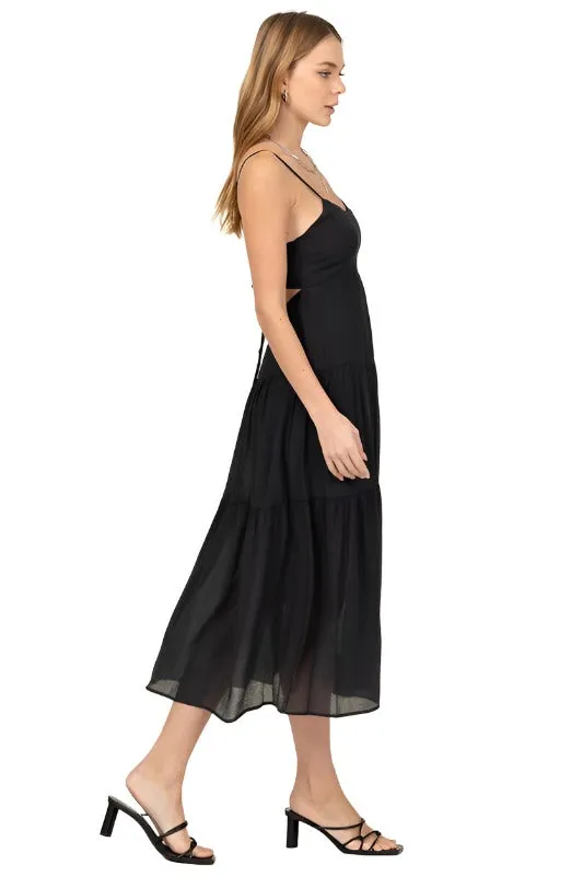 Full Heart Smocked Cutout Midi Dress