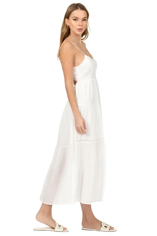 Full Heart Smocked Cutout Midi Dress
