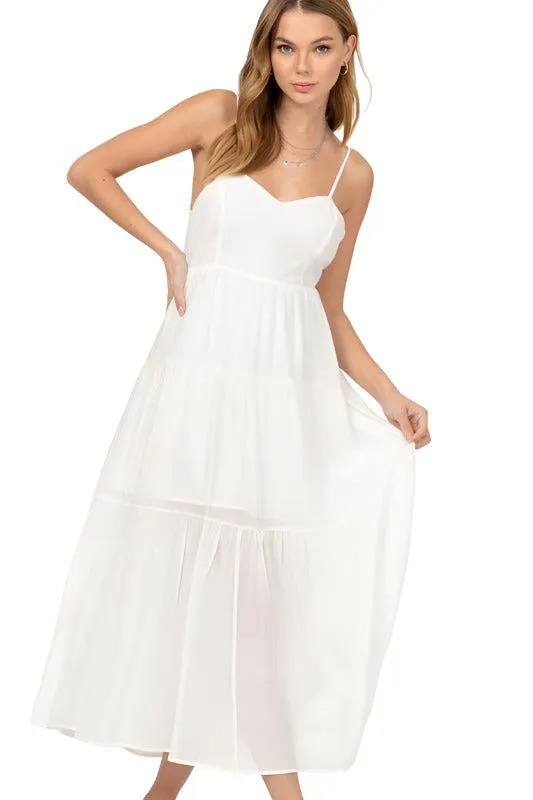 Full Heart Smocked Cutout Midi Dress