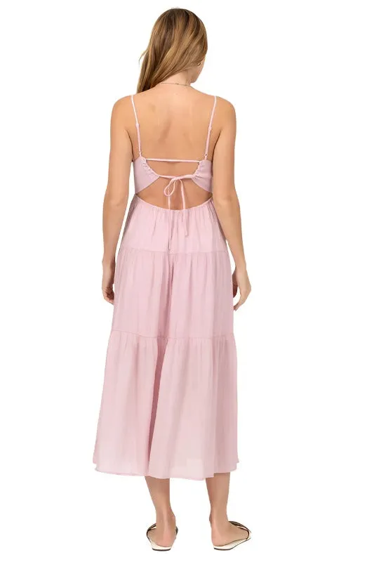 Full Heart Smocked Cutout Midi Dress