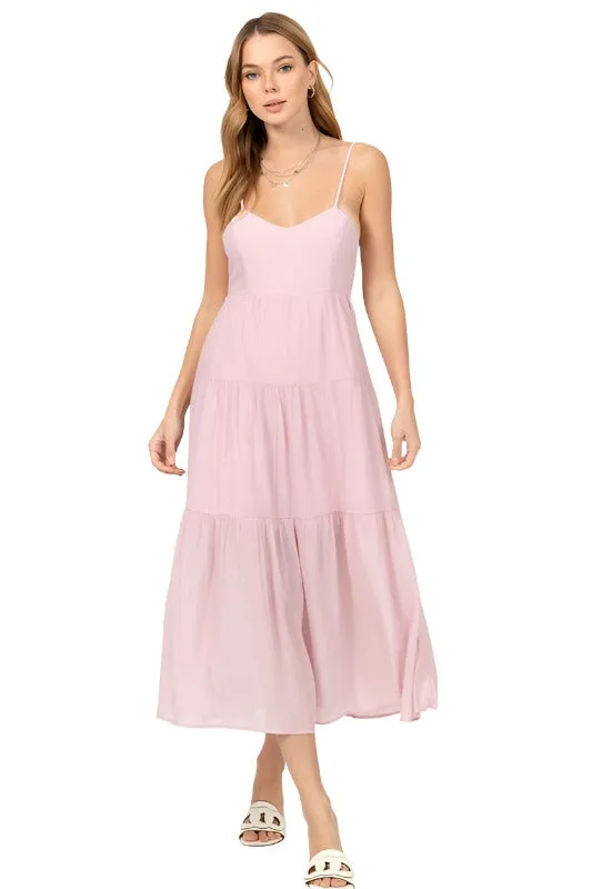 Full Heart Smocked Cutout Midi Dress