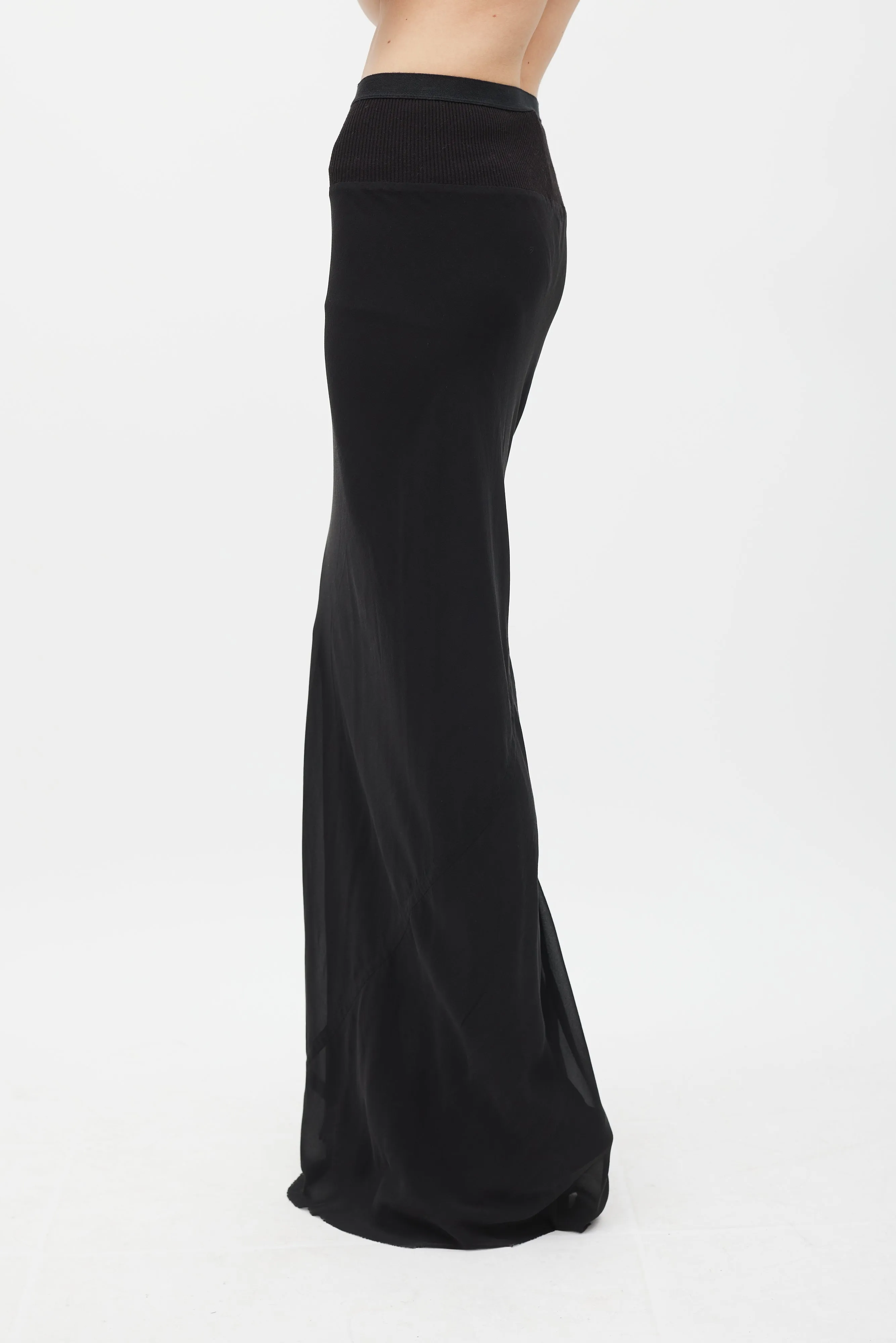 FW 2010 Gleam Black Silk Maxi Skirt