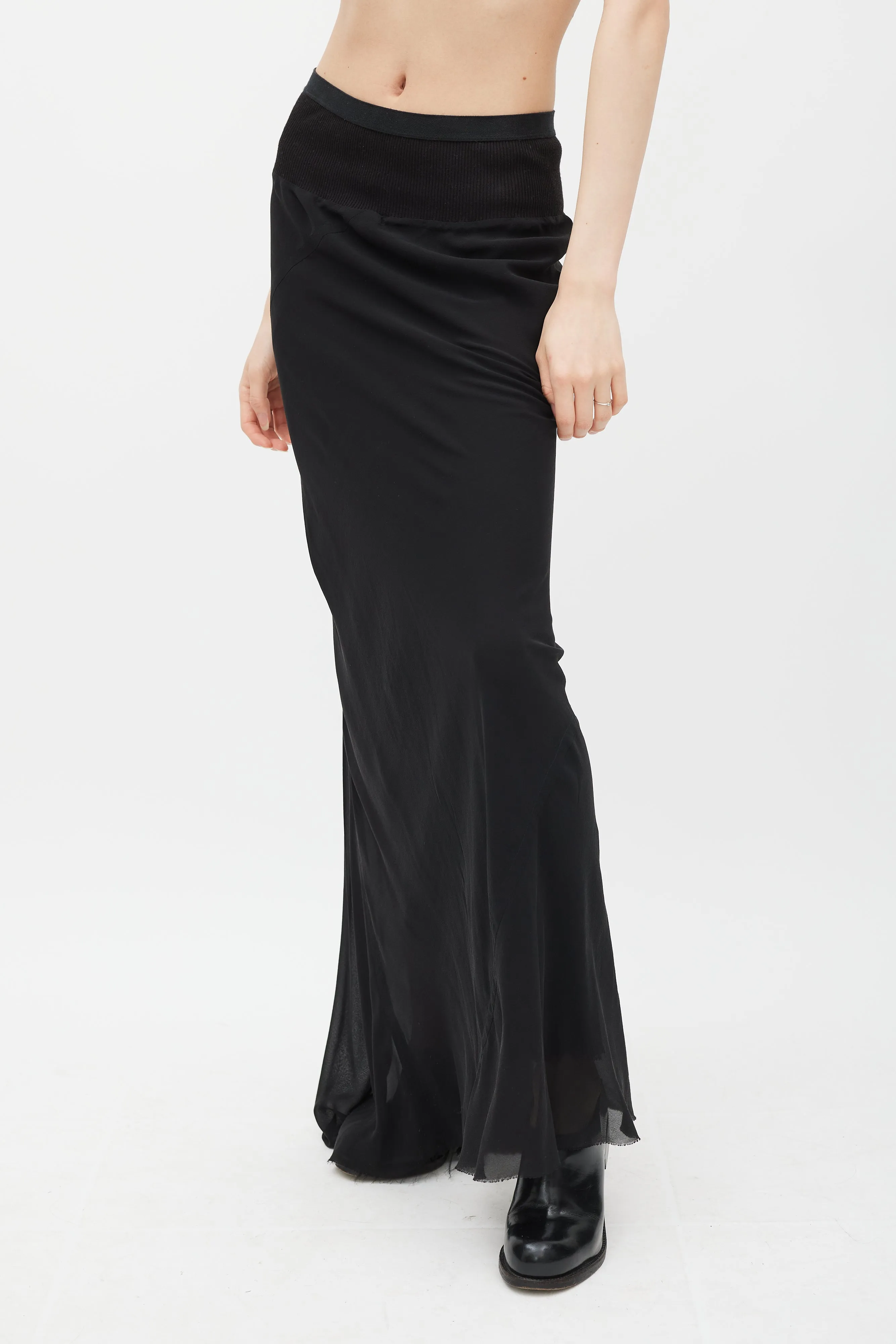 FW 2010 Gleam Black Silk Maxi Skirt