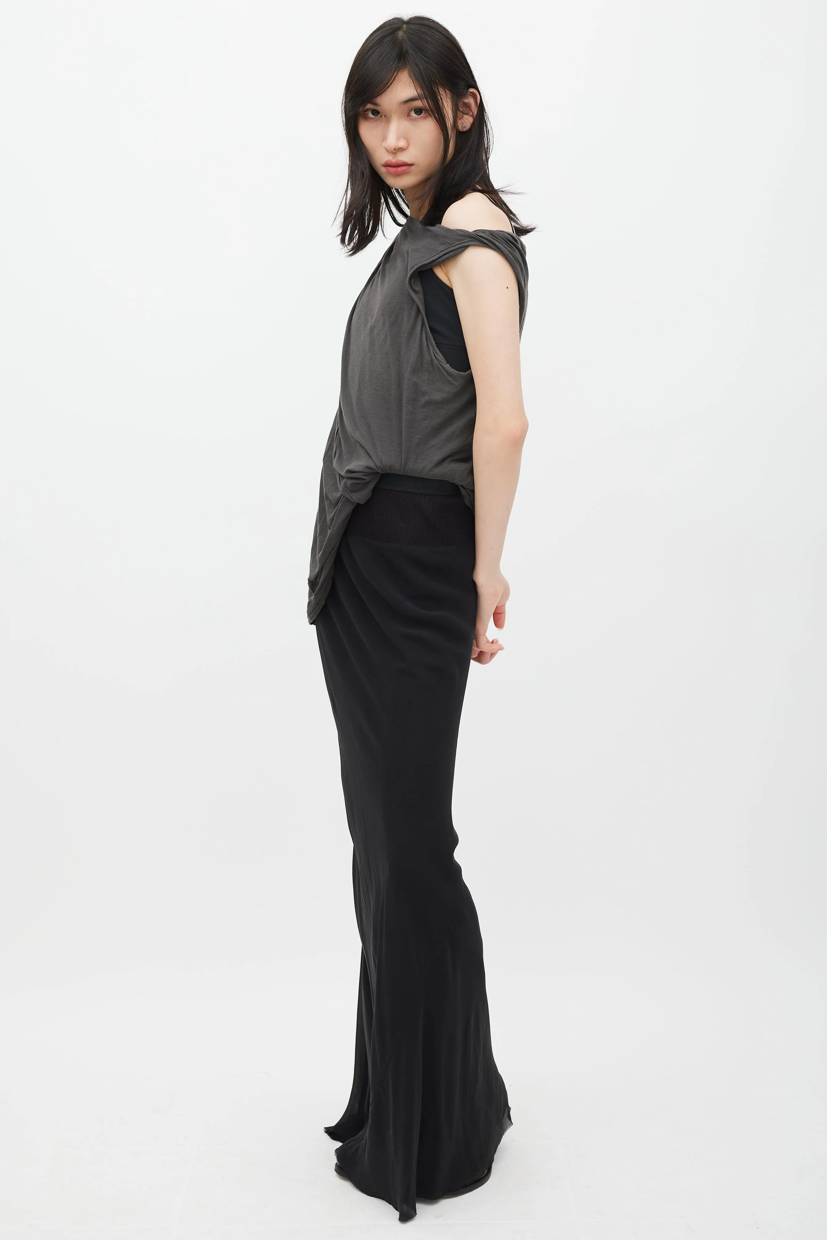 FW 2010 Gleam Black Silk Maxi Skirt