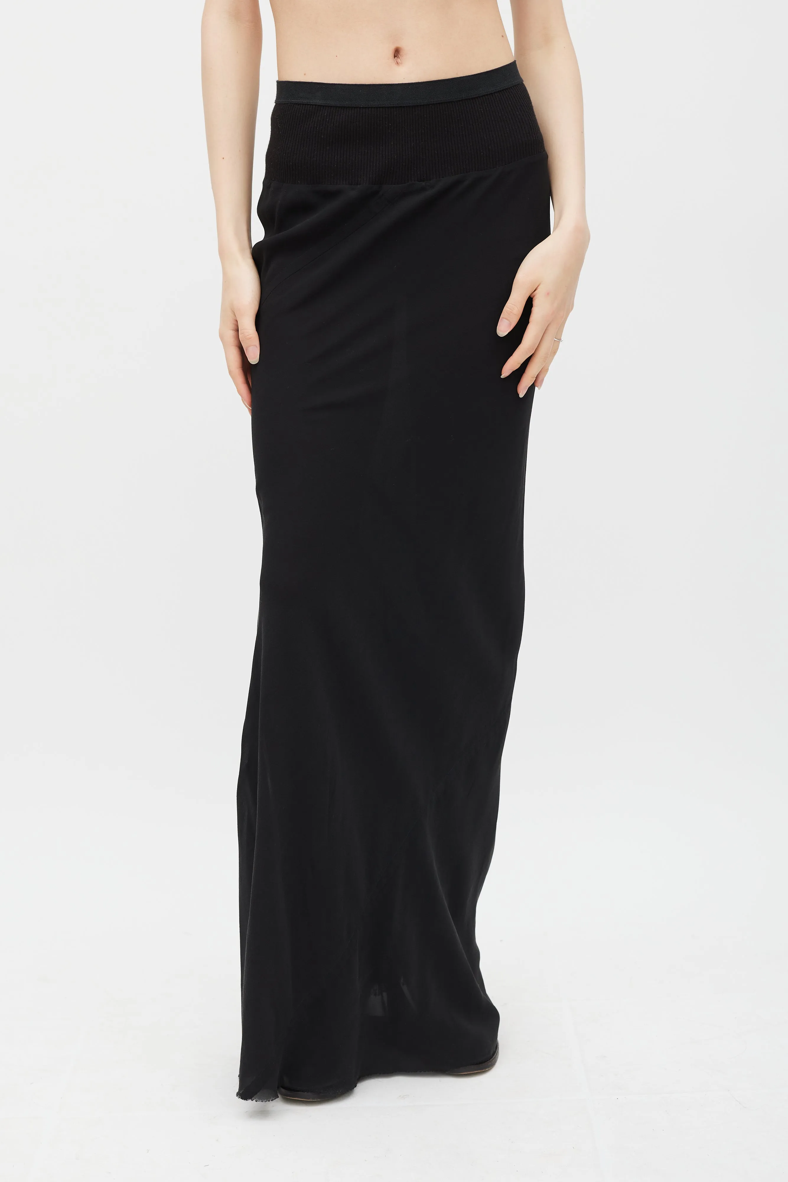 FW 2010 Gleam Black Silk Maxi Skirt