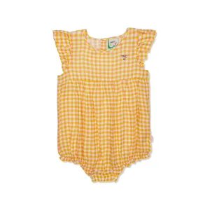 Gingham Linen Baby Girl Romper