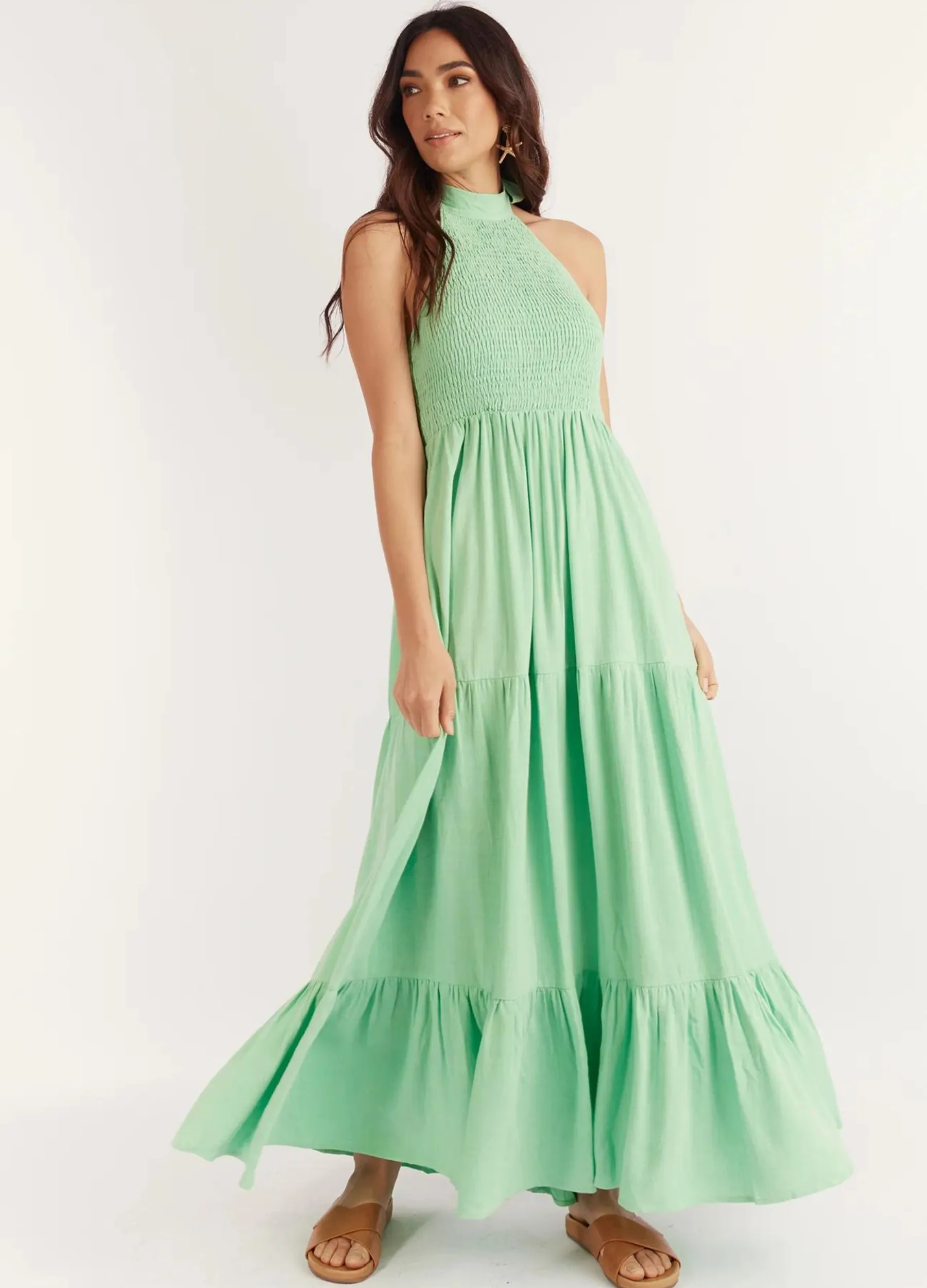 Girl and the Sun - Strappy Helene Maxi Dress - Seafoam