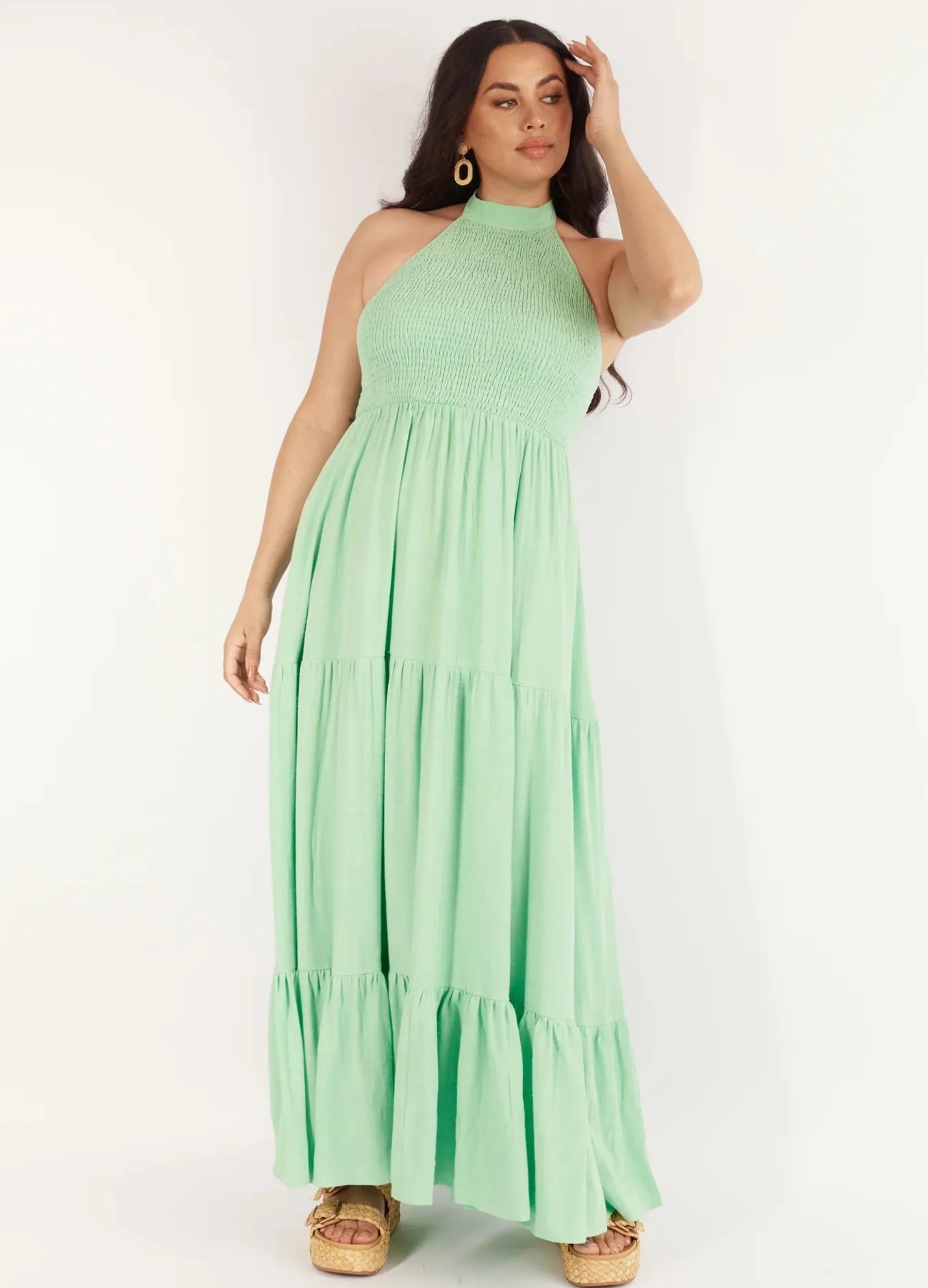 Girl and the Sun - Strappy Helene Maxi Dress - Seafoam