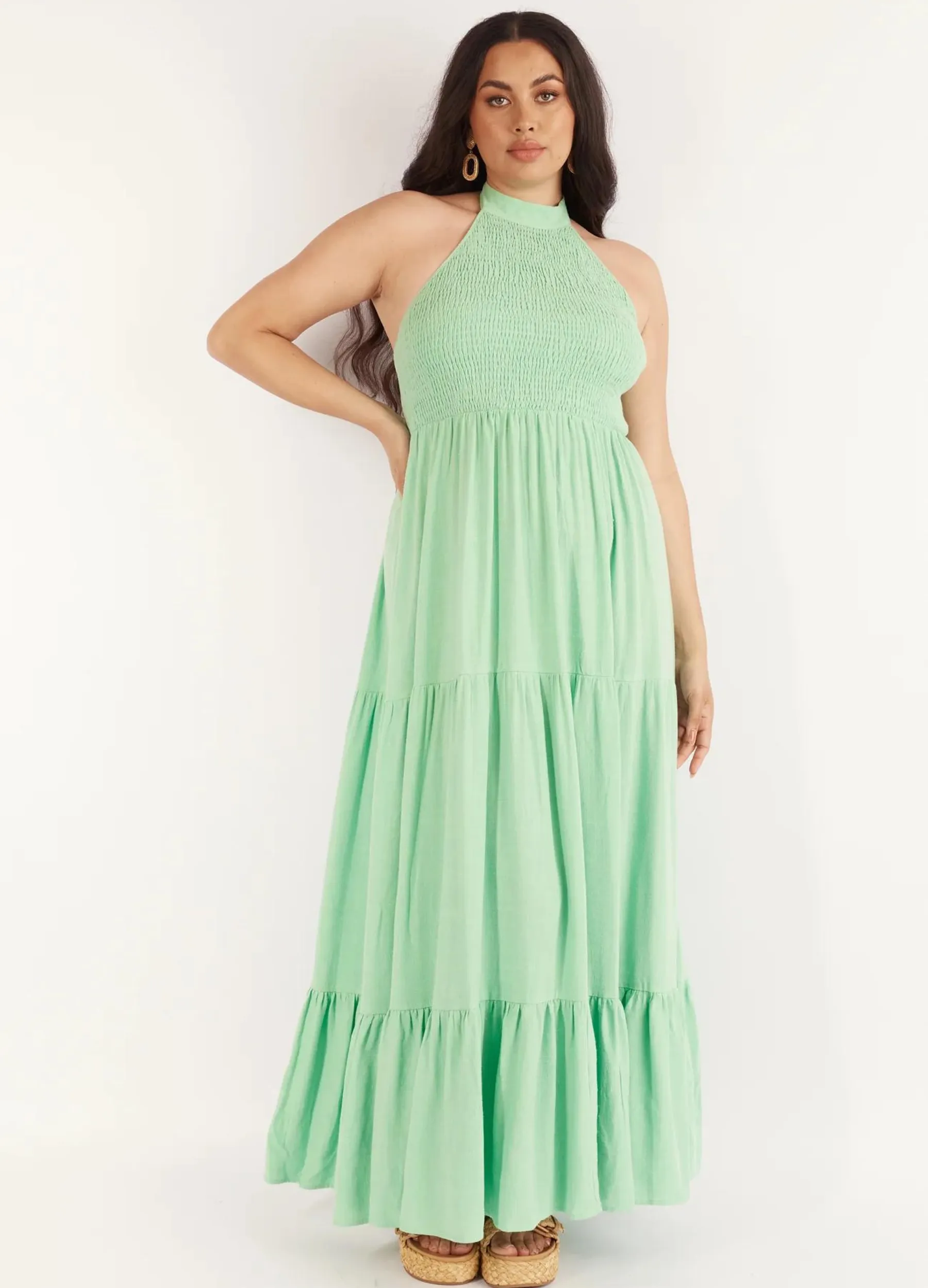 Girl and the Sun - Strappy Helene Maxi Dress - Seafoam