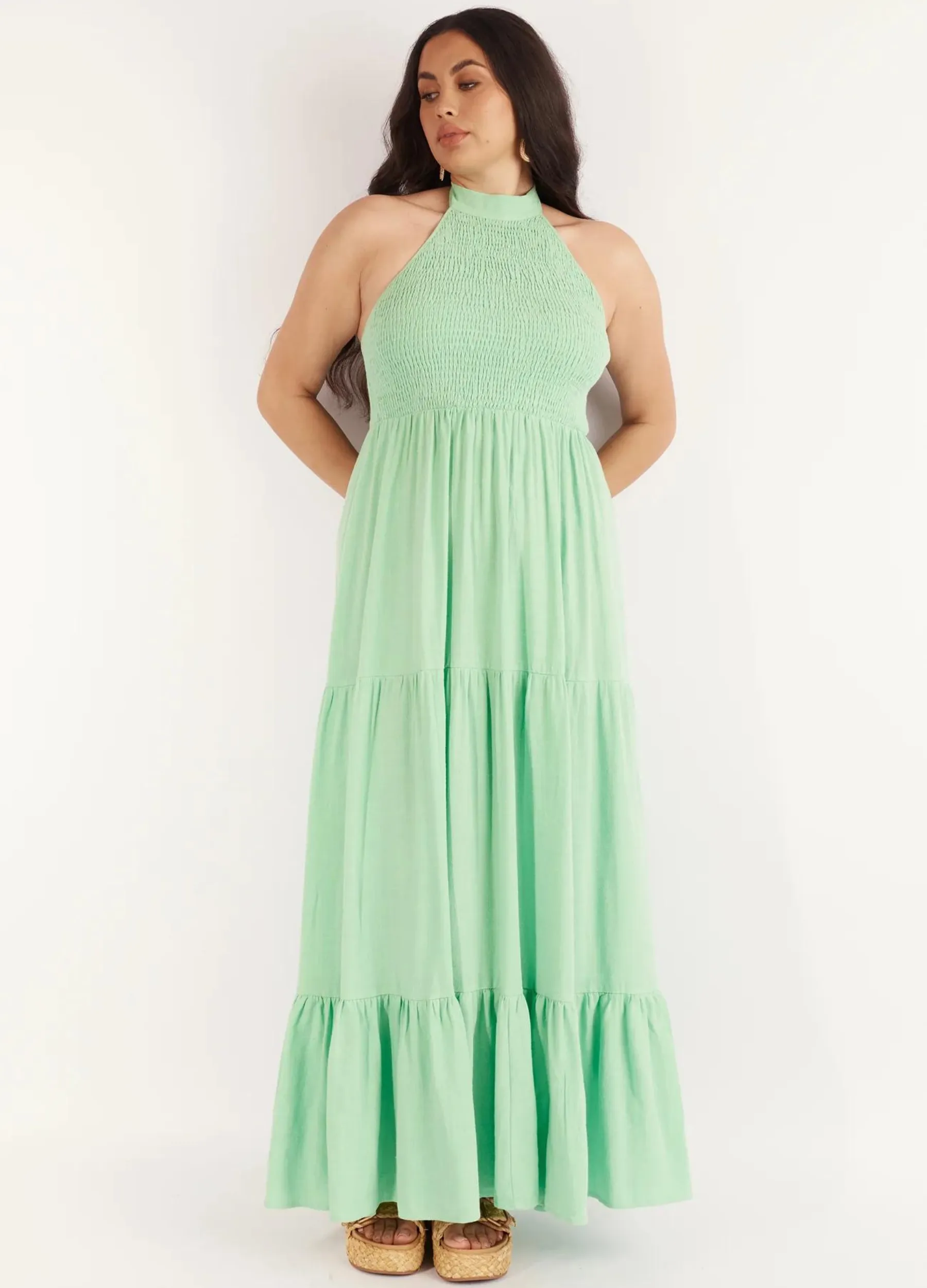 Girl and the Sun - Strappy Helene Maxi Dress - Seafoam