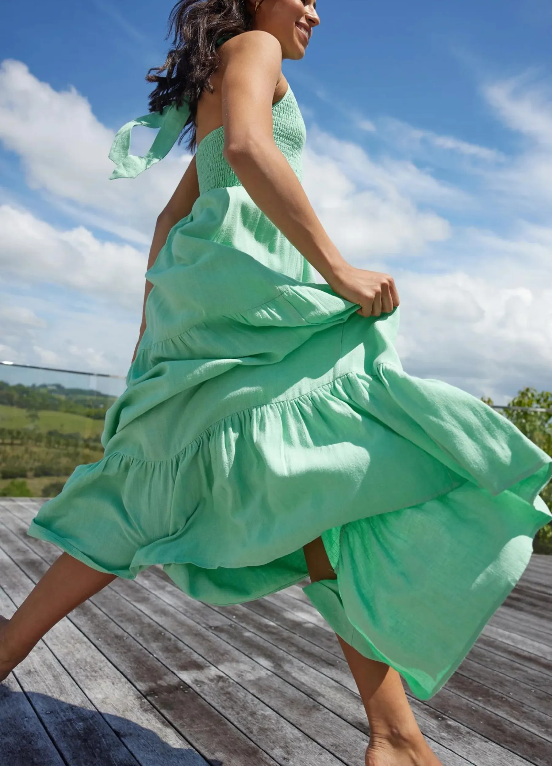 Girl and the Sun - Strappy Helene Maxi Dress - Seafoam