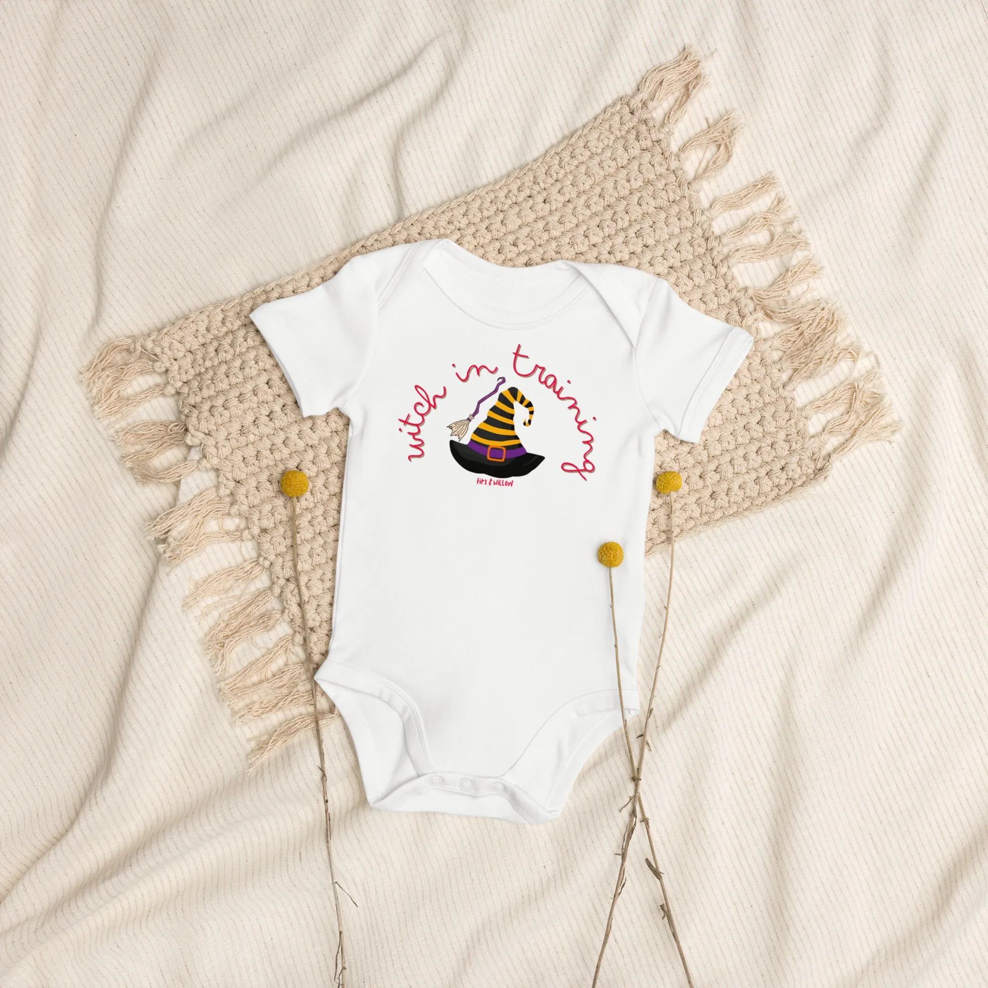 Halloween Baby Bodysuit - Organic Cotton Witch in Training