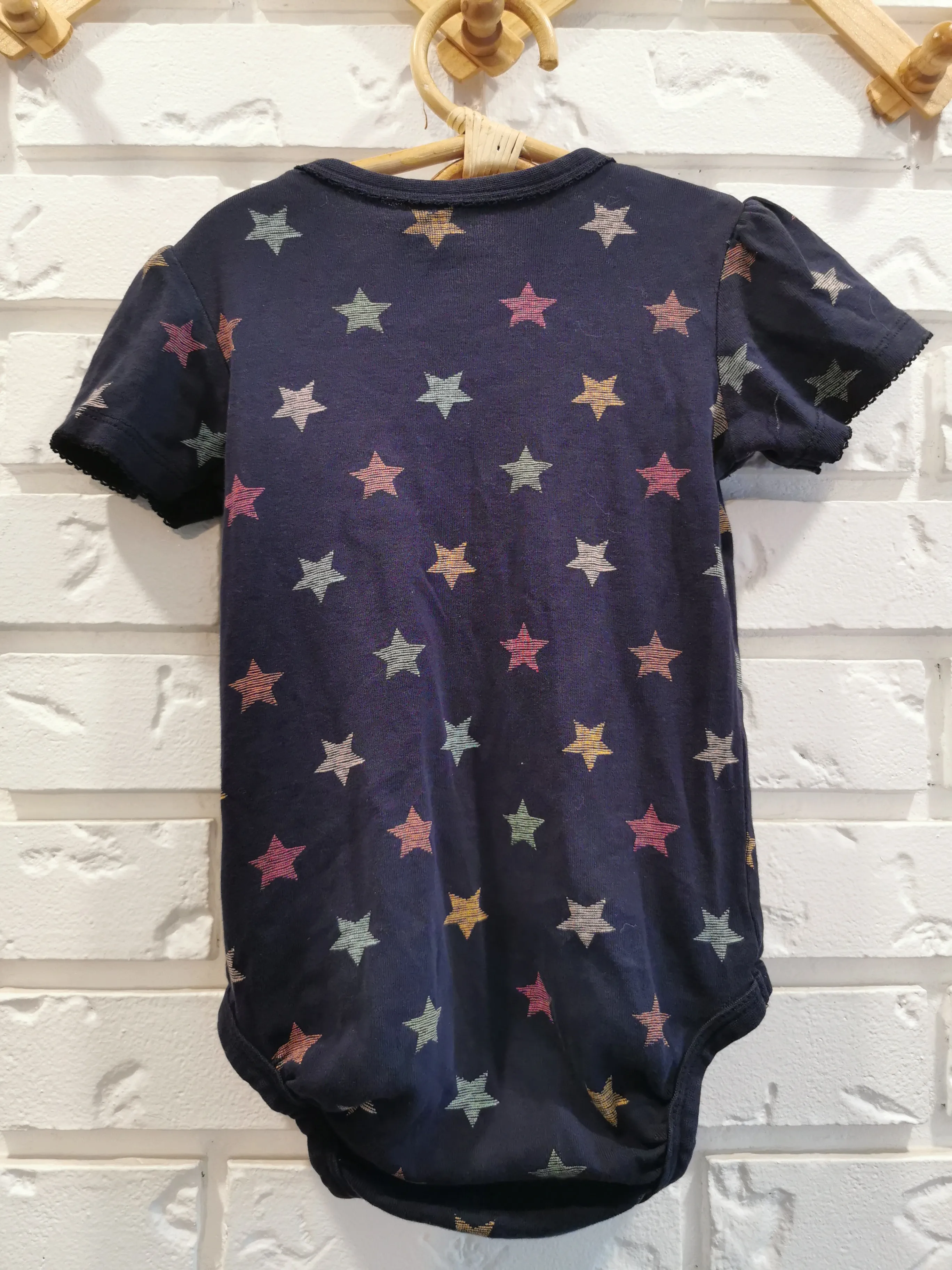 H&M Organic Cotton Bodysuit in Navy Stars (18-24)