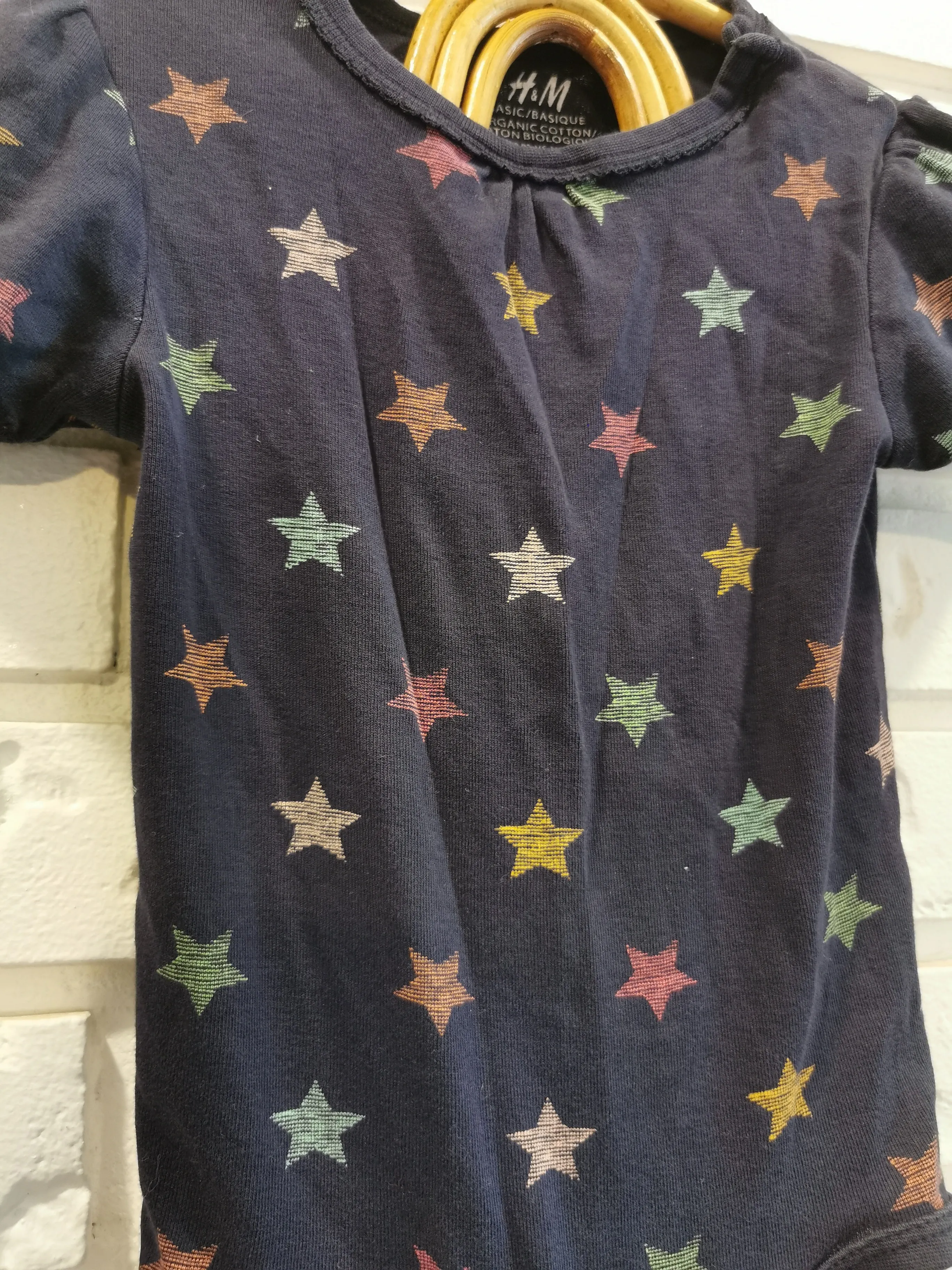 H&M Organic Cotton Bodysuit in Navy Stars (18-24)