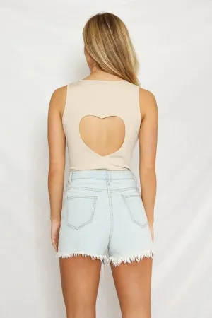 Heart Cutout Bodysuit Neutral *FINAL SALE*