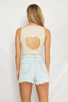 Heart Cutout Bodysuit Neutral *FINAL SALE*