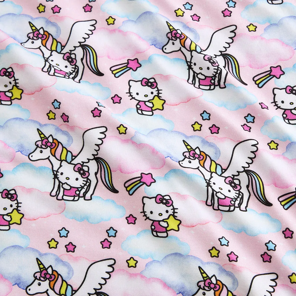 Hello Unicorn French Terry Hooded Ruffle Romper