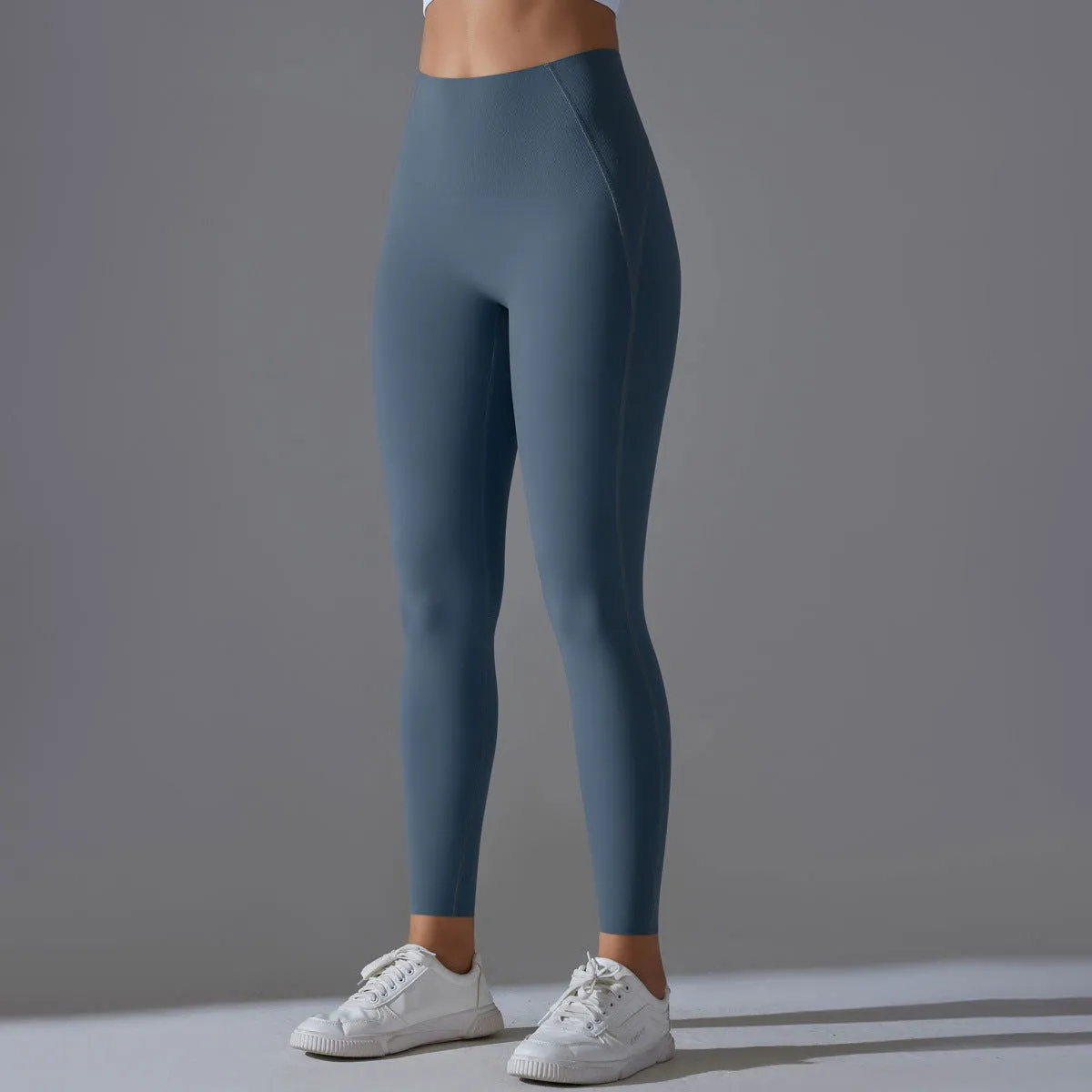 High Waist Hip Lift Nude Feel Double Sided Nylon High Elastic Non Embarrassing Line Sports Trousers Running Fitness Clothes Yoga Pants