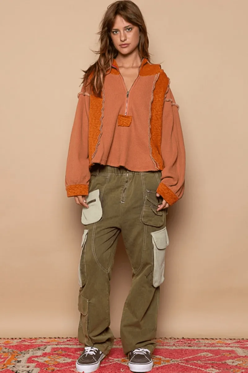 Hooded Contrast Thermal Top