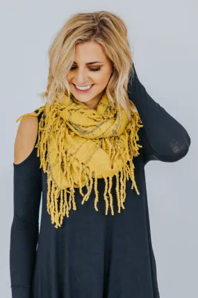 I Could Use A Love Song Solid Plaid Scarf in Mustard