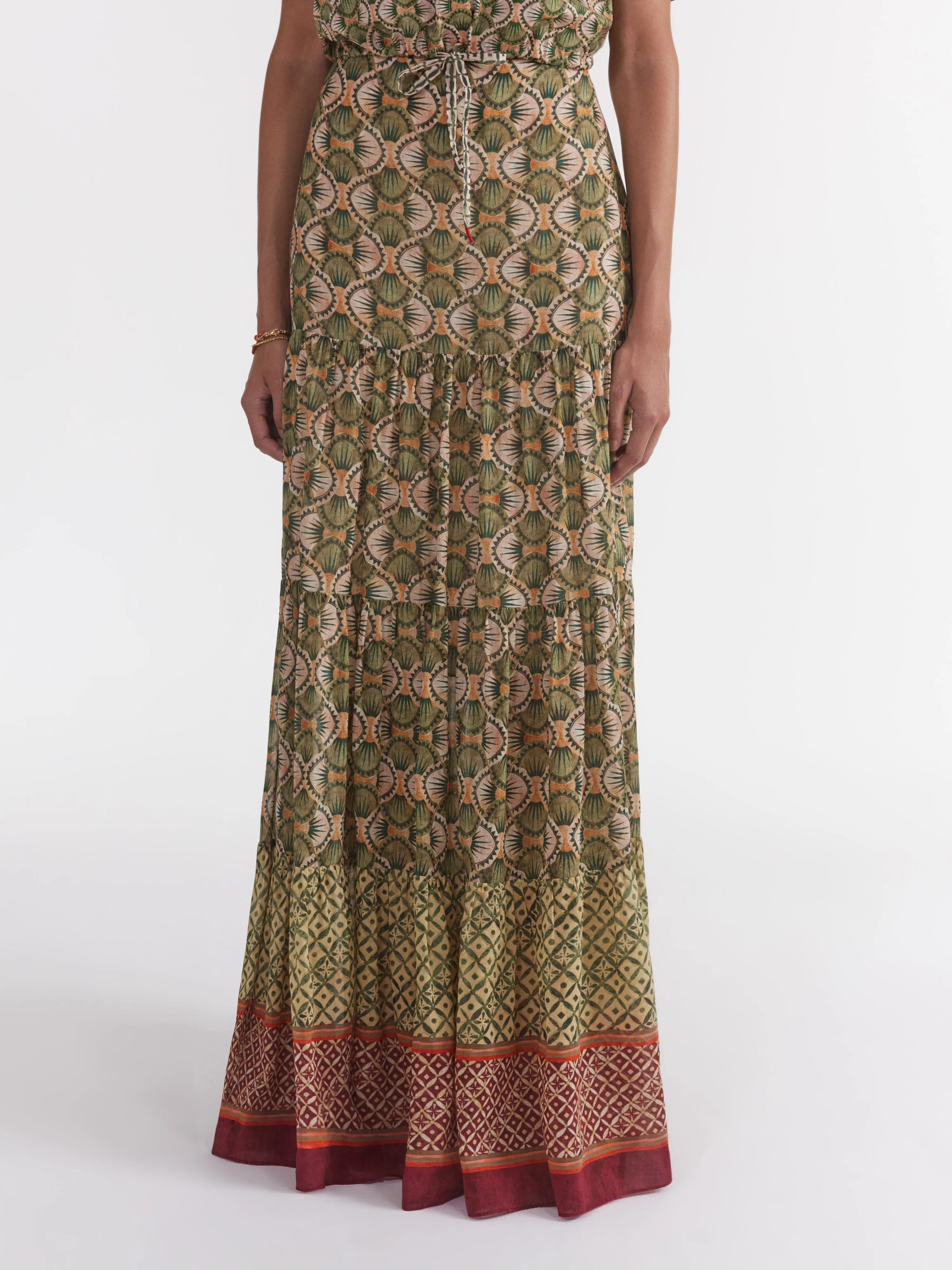 Isabel Long Skirt in Myrtle Stripe