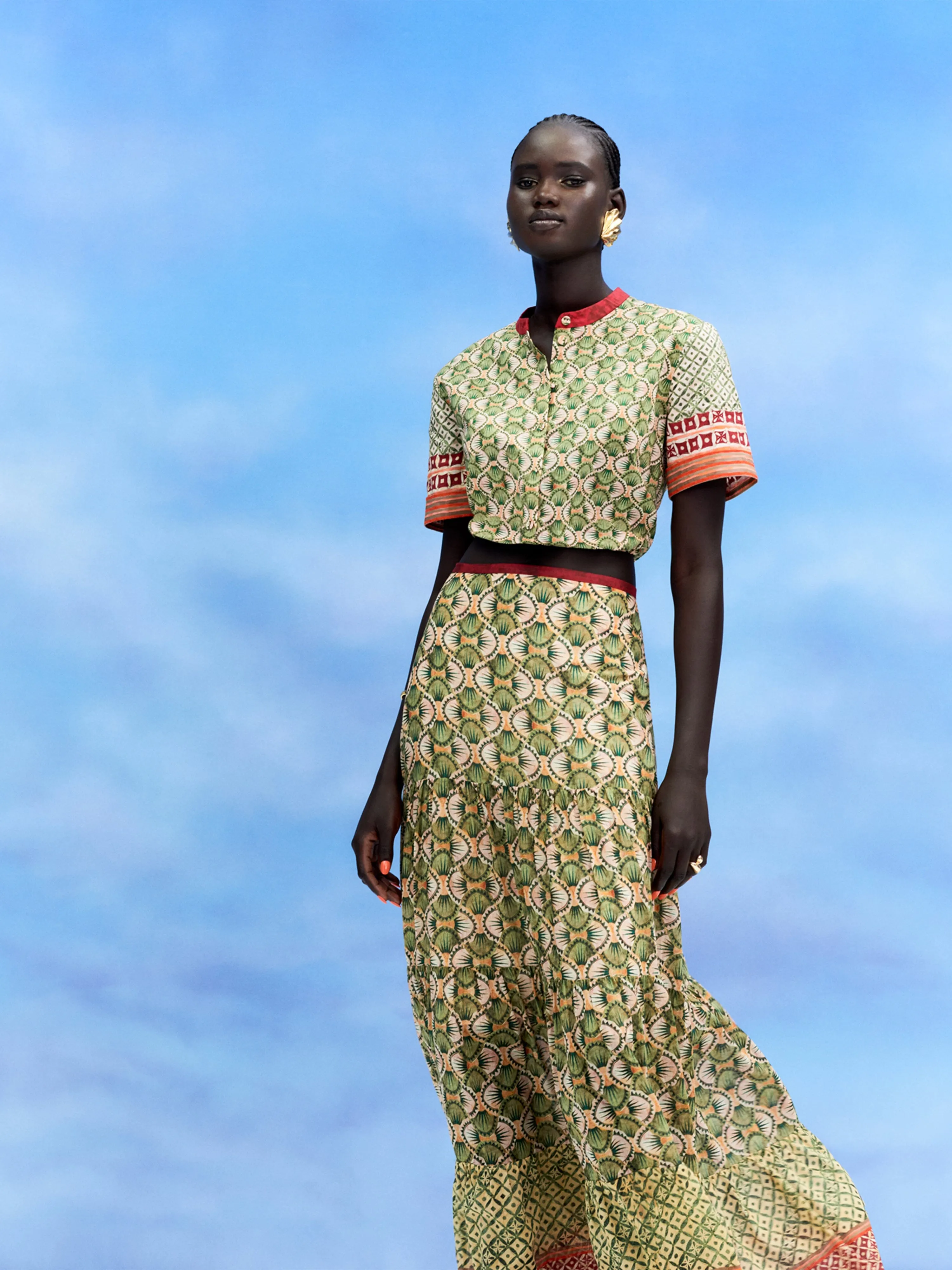 Isabel Long Skirt in Myrtle Stripe
