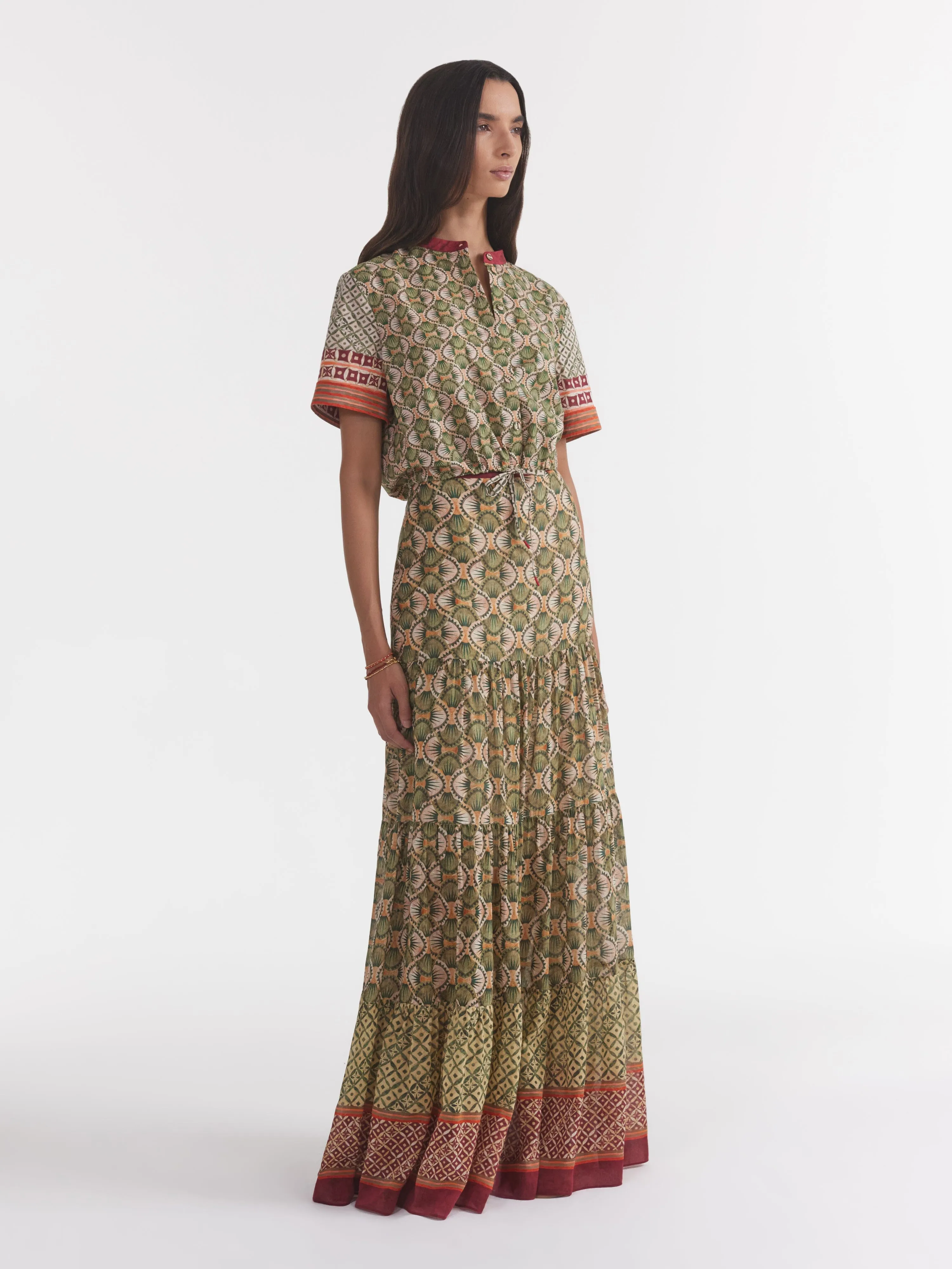 Isabel Long Skirt in Myrtle Stripe