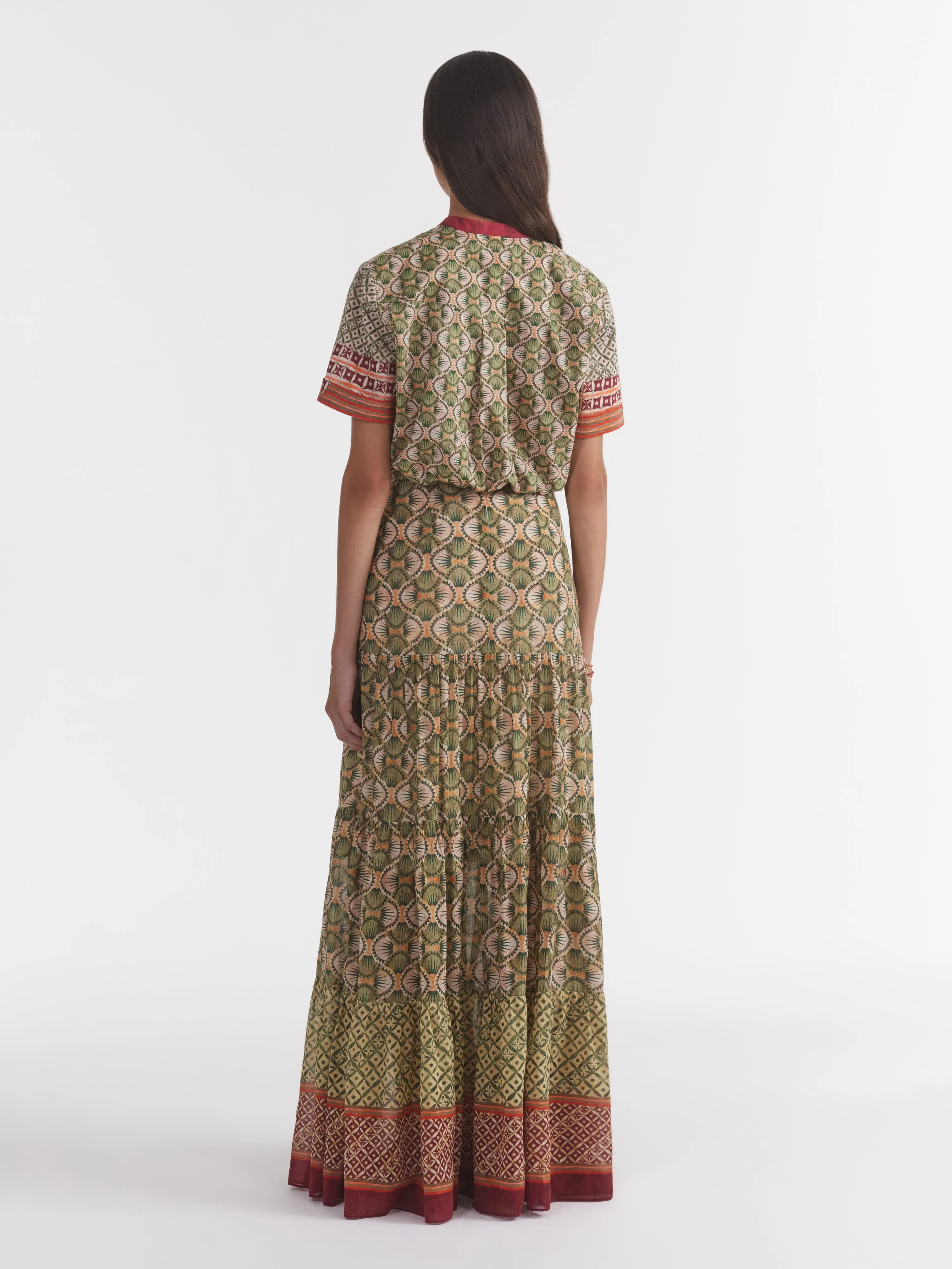 Isabel Long Skirt in Myrtle Stripe