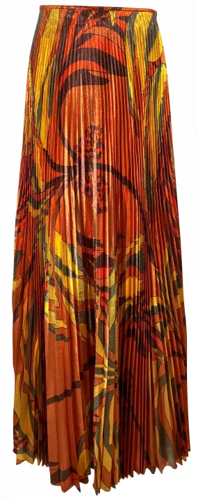 Johanna Ortiz Beyond Convention Maxi Skirt in Palm Brown Yellow