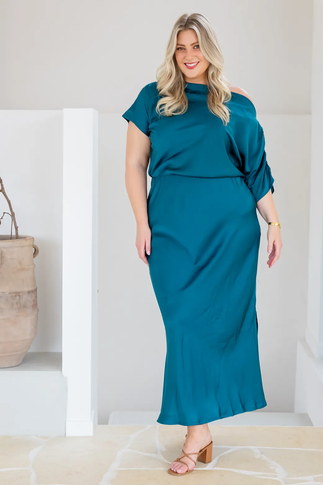 Katya Off Shoulder Maxi Dress Deep Teal