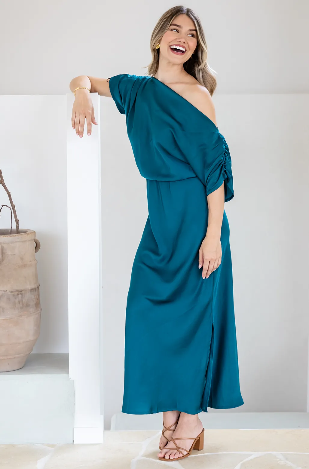 Katya Off Shoulder Maxi Dress Deep Teal