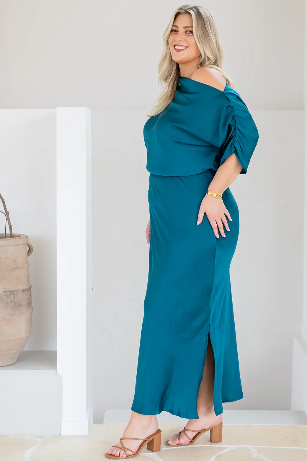 Katya Off Shoulder Maxi Dress Deep Teal