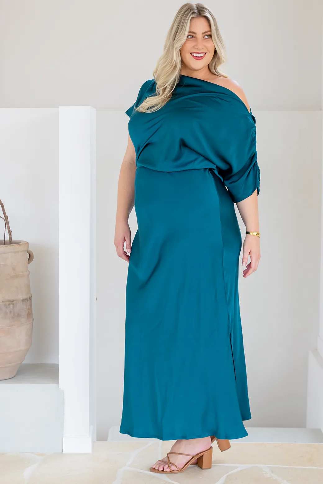 Katya Off Shoulder Maxi Dress Deep Teal
