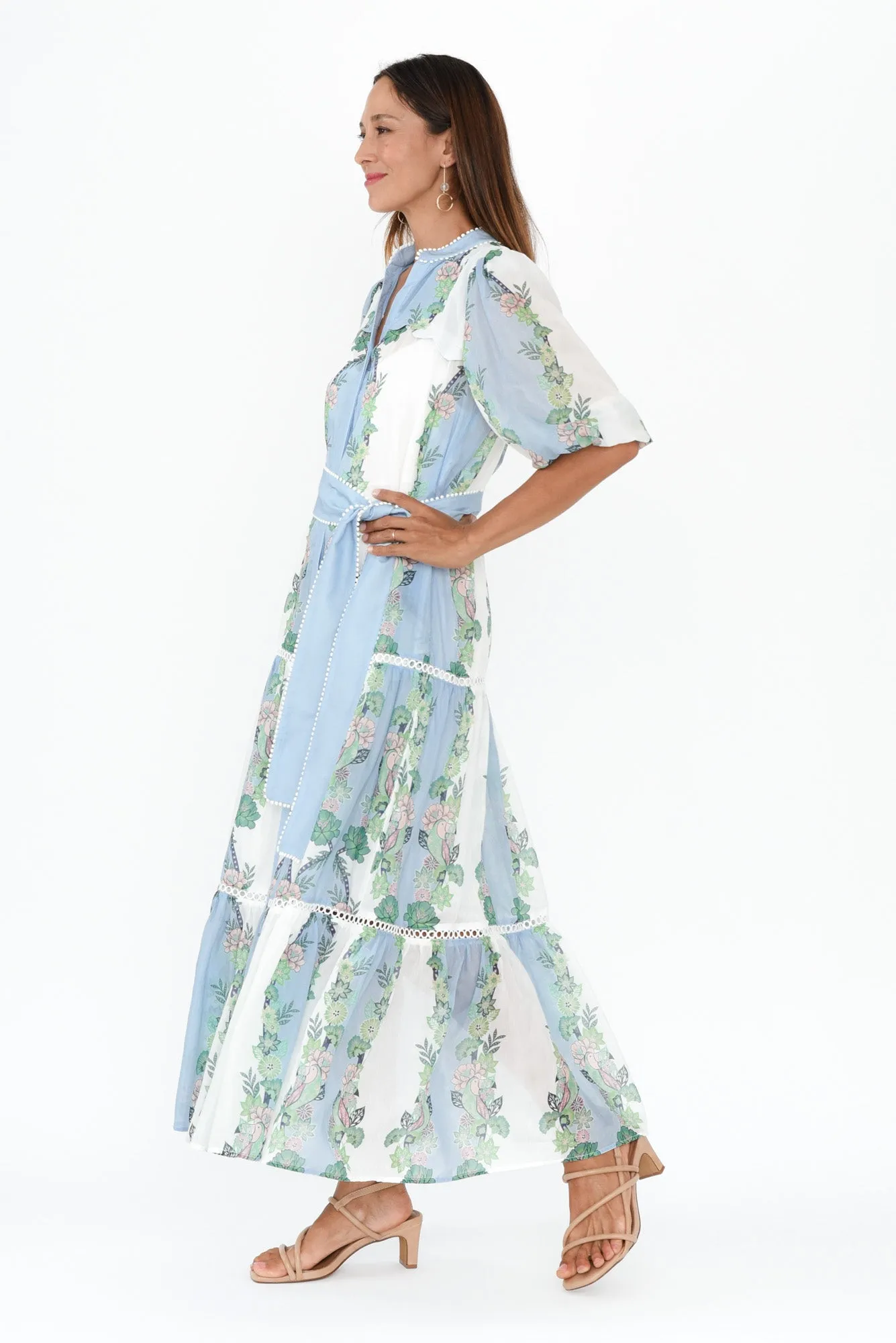 Kaylani Blue Paradise Cotton Silk Dress