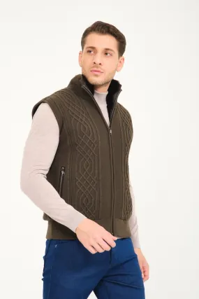 Khaki Wool & Rex Fur Knit Vest