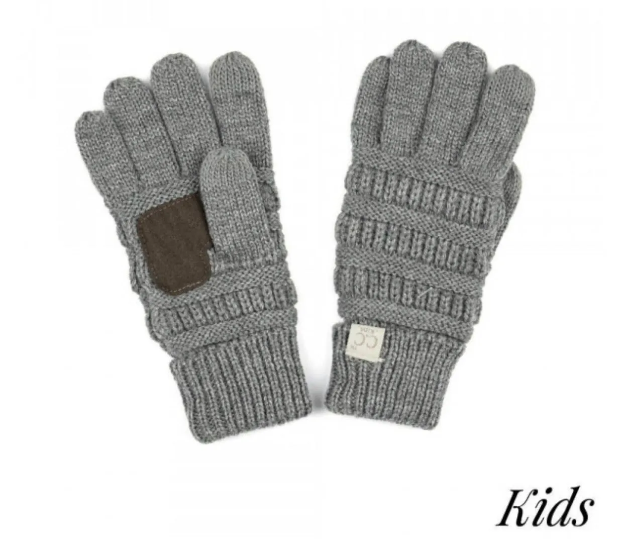 Kids Solid Cable Knit Unisex CC Gloves