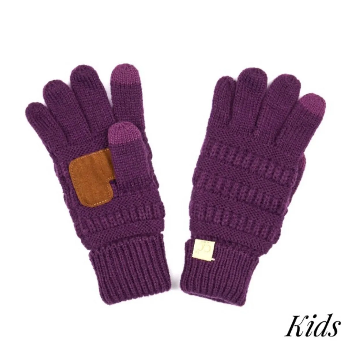 Kids Solid Cable Knit Unisex CC Gloves