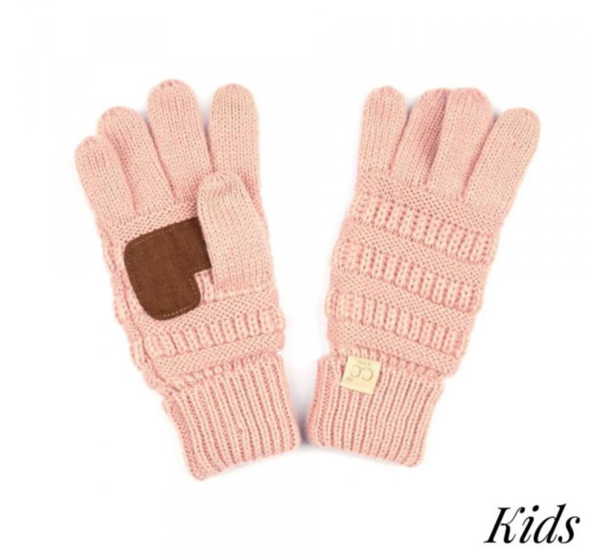 Kids Solid Cable Knit Unisex CC Gloves