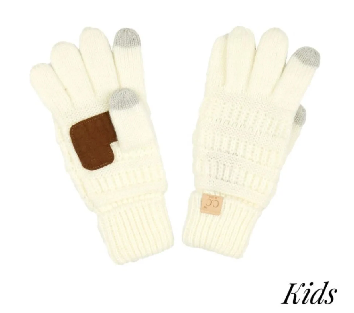 Kids Solid Cable Knit Unisex CC Gloves